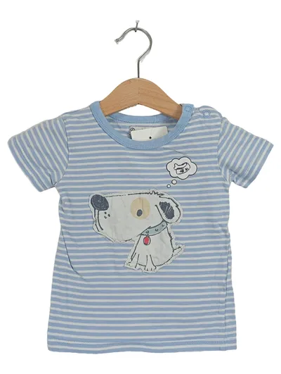 Ben & Ann Baby T-Shirt Gr. 74 Blau Gestreift Hund Motiv