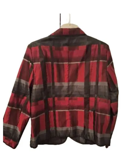 Hermann Lange Damen Blazer kariert Gr. 44 Rot Grau Business Jacke
