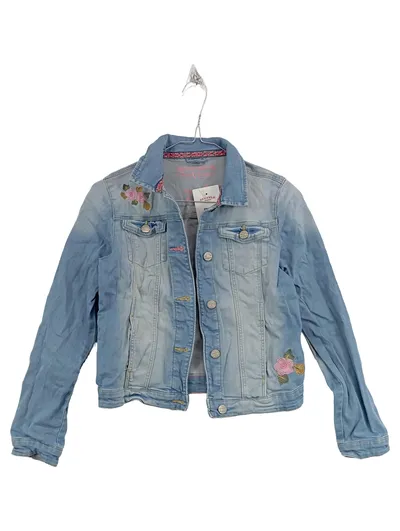 Here & There Jeansjacke Mädchen Gr. 152 Blumenstickerei Hellblau