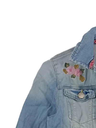 Here & There Jeansjacke Mädchen Gr. 152 Blumenstickerei Hellblau