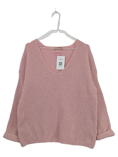 Smith & Soul Damen Pullover V-Ausschnitt Rosa Gr. 34 XS Rippstrick Woll-Mix