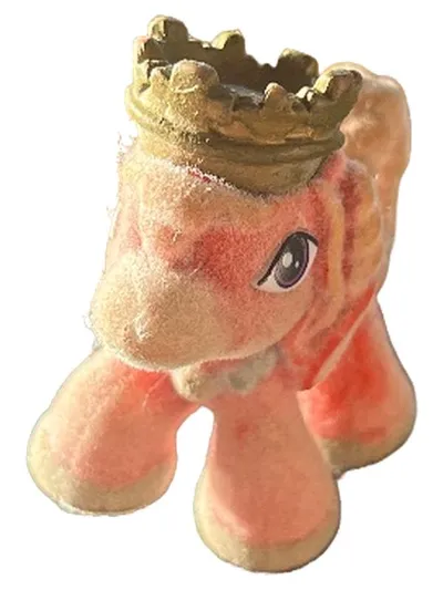 Plüschfigur Pony mit Krone Rosa Samt Miniatur Spielfigur 4,5 cm