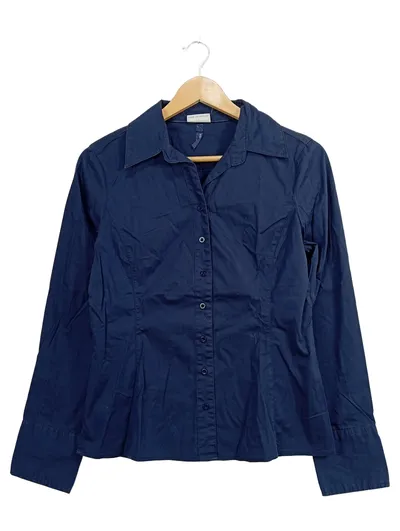 Street One Hemdbluse Damen Gr. 38/M Blau Langarm Business Baumwolle