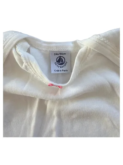 Petit Bateau Baby Body Langarm Weiß Gr. 86 Mädchen Baumwolle