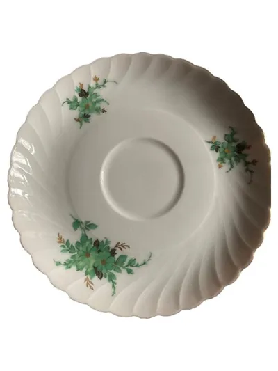 Royal Tettau Untertasse Porzellan Blumenmuster Klassisch Weiß 14 cm