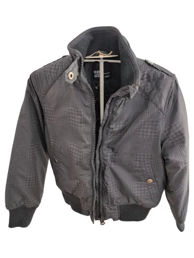 ONE BY ONE Jungen Bomberjacke Gr. 128 Grau Polyester Rippstrick Reißverschluss