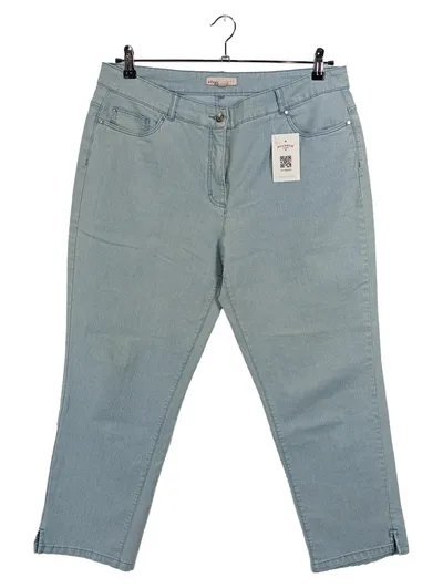 Adagio Damen Jeans Wide Fit Hose Hellblau Gr. 46 Stretch Casual