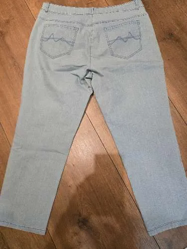Adagio Damen Jeans Wide Fit Hose Hellblau Gr. 46 Stretch Casual