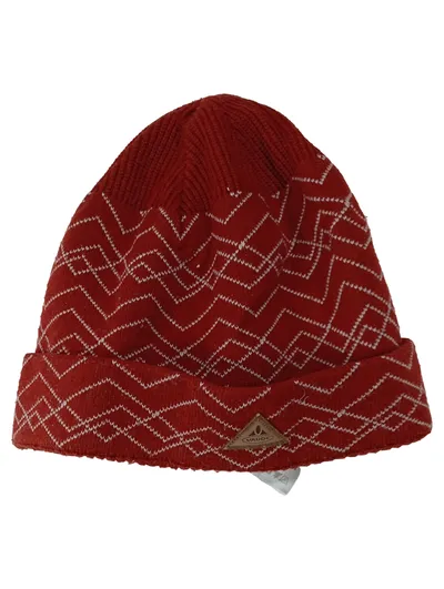 VAUDE Strickmütze Rot Geometrisches Muster Outdoor Beanie Damen