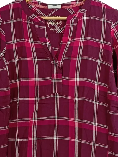 Street One Damen Bluse Kariert Gr. 34/XS Rot Bordeaux Langarm Viskose