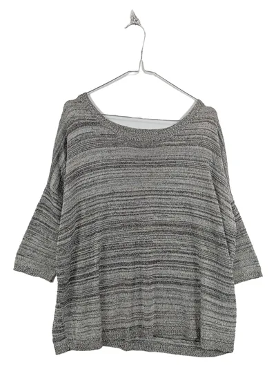 Pimkie Damen Pullover Gr. 36 S Grau Meliert Metallic Viskose Casual 3/4 Arm
