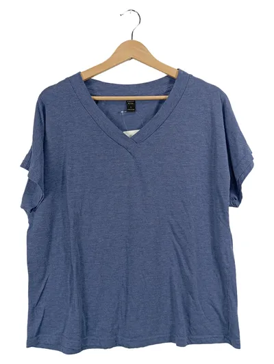 EMERY ROSE Damen T-Shirt Blau Meliert V-Ausschnitt Gr. L Basic