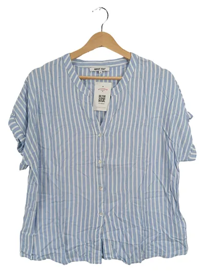 ABOUT YOU Damen Bluse Gr. 40 Blau Weiß Gestreift Kurzarm Viskose