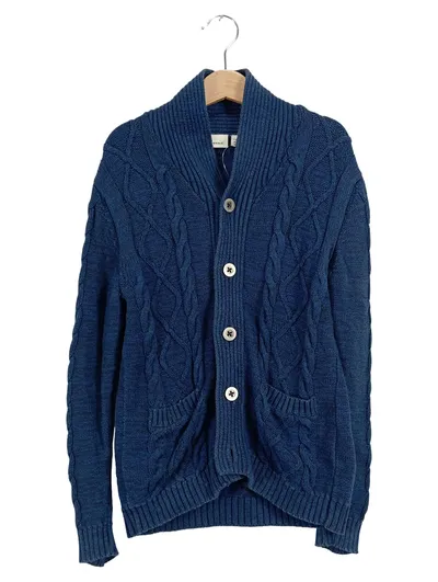 NAME IT Strickjacke Kinder Gr. 122-128 Blau Zopfmuster Baumwolle