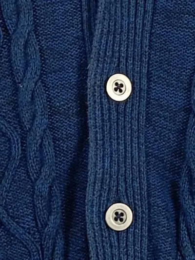 NAME IT Strickjacke Kinder Gr. 122-128 Blau Zopfmuster Baumwolle
