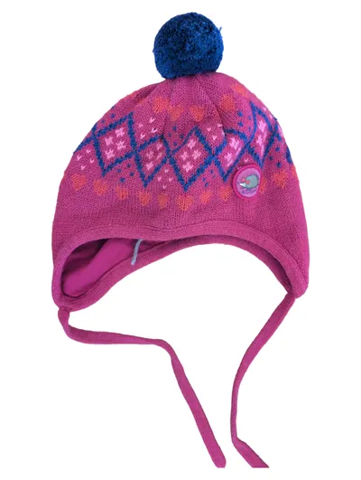 s.Oliver Kinder Mütze Strickmütze Bommel Ohrenklappen Pink Norweger