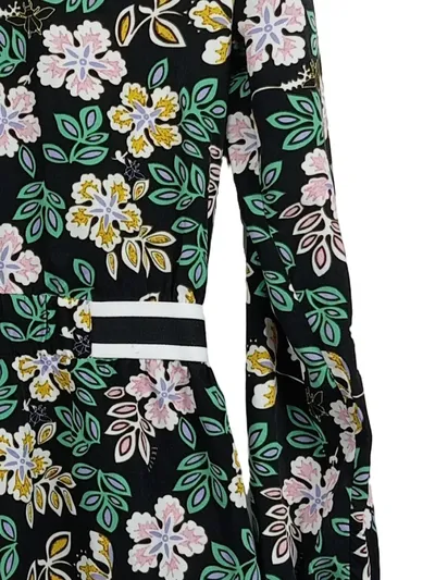 eksept Damen Freizeitkleid Blumenmuster V-Ausschnitt Gr. M Schwarz Grün