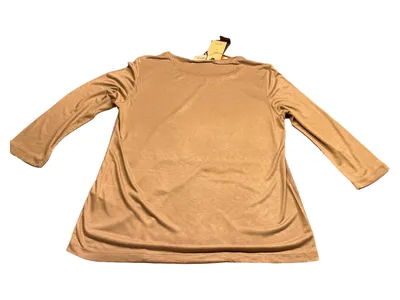 Cartoon Langarmshirt Damen Gr. 40 L Beige Bergmotiv Landschaft Amazing Shirt
