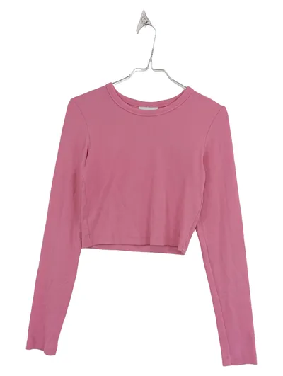 JJXX Damen Langarmshirt Crop Top Pink Rippstrick Gr. S
