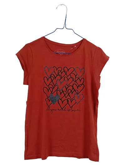 Laura Torelli Collection Damen T-Shirt Herz Print Gr. S Rot Glitzer