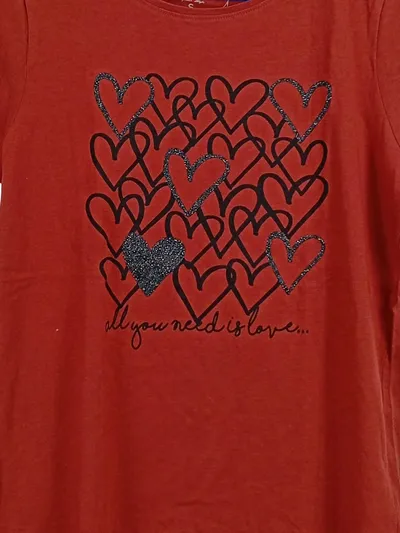 Laura Torelli Collection Damen T-Shirt Herz Print Gr. S Rot Glitzer
