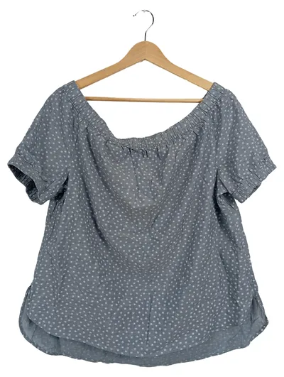 CANDA Damen Off-Shoulder Bluse Gr. 38/M Grau Blumenmuster Baumwolle