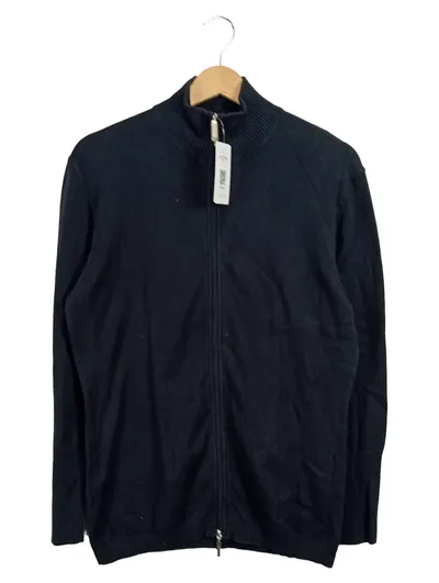 REPEAT Herren Strickjacke Gr. 46/S Schwarz Reißverschluss Stehkragen Casual