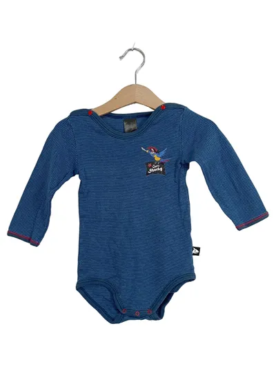 Schiesser Baby Body Langarm Blau Gestreift Gr. 80 Capt'n Sharky Stickerei