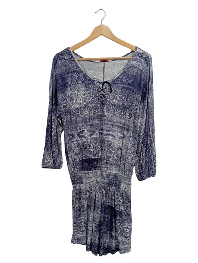 Buffalo London Damen Freizeitkleid Gr. 38 M Blau Grafisch Casual