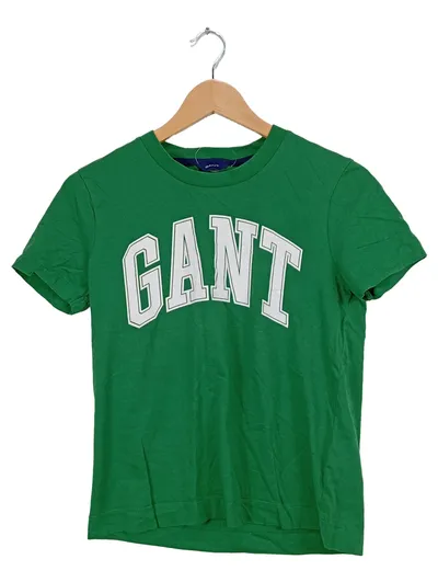 GANT T-Shirt Damen Grün Gr. M Logo Print Baumwolle Casual