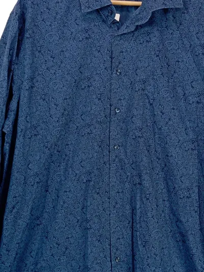 Andrew James Herren Business Hemd Langarm Blau Paisley Gr. 44/XS Baumwolle