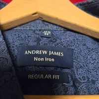 Andrew James Herren Business Hemd Langarm Blau Paisley Gr. 44/XS Baumwolle 3