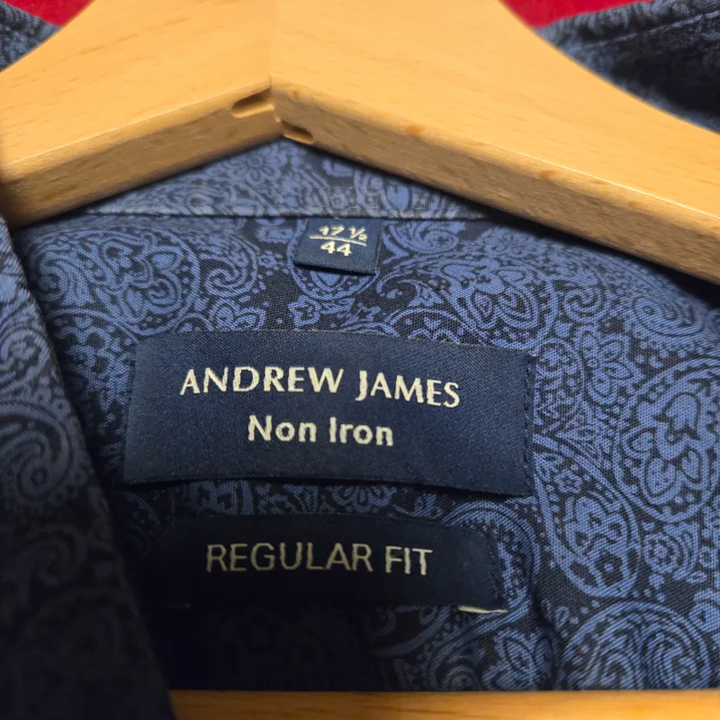 Andrew James Herren Business Hemd Langarm Blau Paisley Gr. 44/XS Baumwolle 3