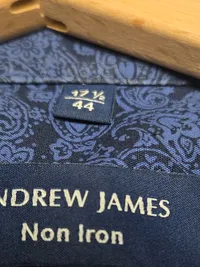 Andrew James Herren Business Hemd Langarm Blau Paisley Gr. 44/XS Baumwolle 4