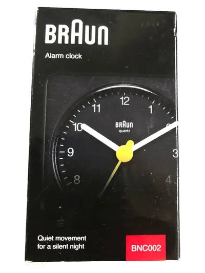 Braun BNC002 Wecker Quarz Modern Minimalistisch Schwarz 8cm