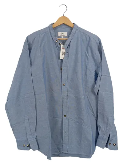 Edelnice Herren Trachtenhemd Stehkragen Blau Gr. 44/XS Baumwolle