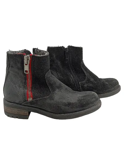 Bullboxer Kinder Stiefel Gr. 31 Schwarz Wildleder Reißverschluss