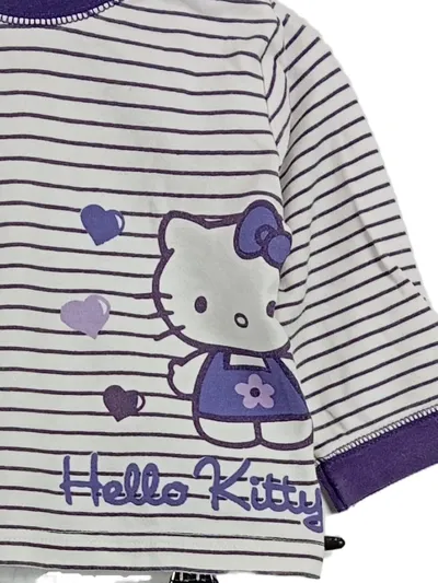 Hello Kitty Schlafanzug Mädchen Gr. 80 Langarm Lila Gestreift Baumwolle