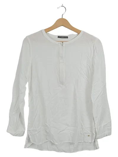 BRAX Damen Bluse Gr. 38 M Weiß Viskose Langarm Tunika Casual