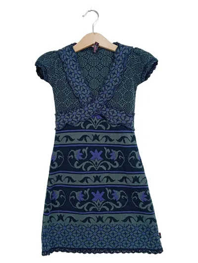 Didi Strickkleid Kinder Gr. 104 Mehrfarbig Florales Muster Charmant 65cm