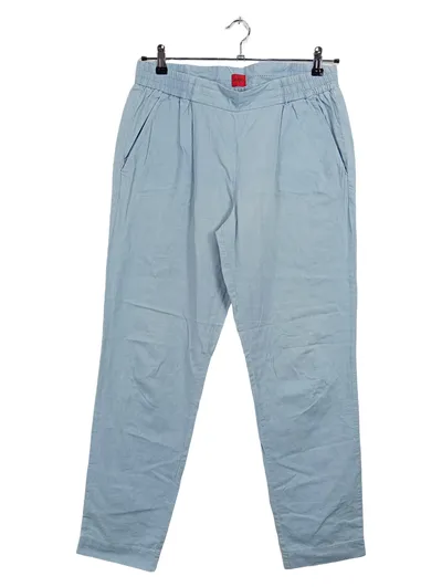 HUGO Boss Damen Hose Wide Fit Gr. 40 Hellblau Baumwolle Casual