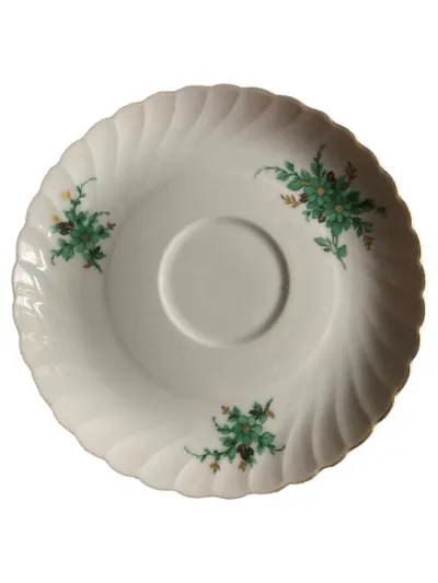 Royal Tettau Unterteller Porzellan Blumenmuster Klassisch Weiß 14 cm