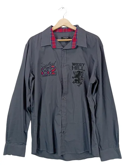 SMOG Herren Freizeithemd West Hill Langarm Kariert Grau Gr. 52;XL