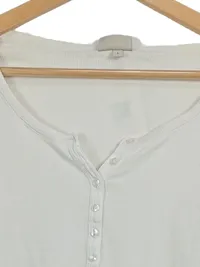 BON'A PARTE Damen Langarmshirt Henley Rippstrick Weiß Gr. L 2