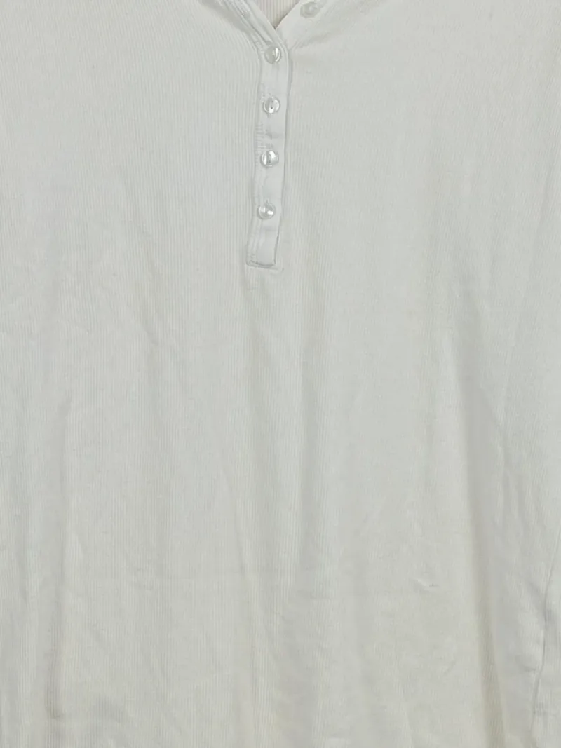 BON'A PARTE Damen Langarmshirt Henley Rippstrick Weiß Gr. L 3