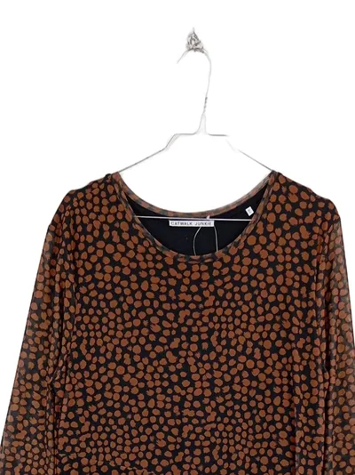 Catwalk Junkie Maxikleid Damen Gr. L Langarm Punkte Braun Schwarz