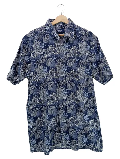 Andrew James Herren Freizeithemd Kurzarm Blumenmuster Blau Gr. 52/XL