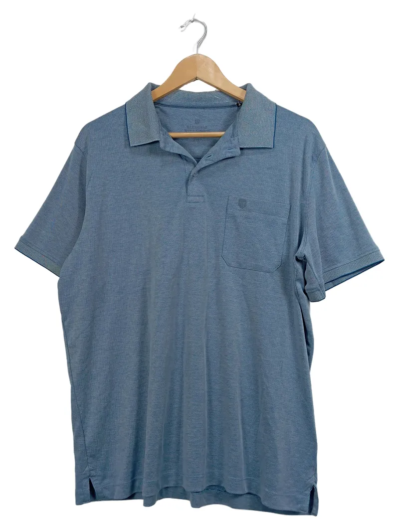 Basefield Poloshirt Herren Gr. XXL Blau Kurzarm Baumwollmix Brusttasche Casual 1
