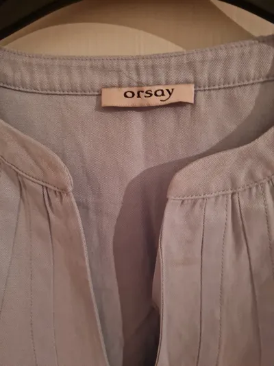 ORSAY Damen Bluse Gr. 36/S Hellblau Spitzenapplikationen 3/4-Arm