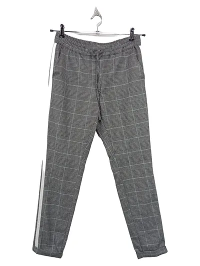 Cartoon Damen Jogginghose Kariert Grau Seitenstreifen Gr. 38/M